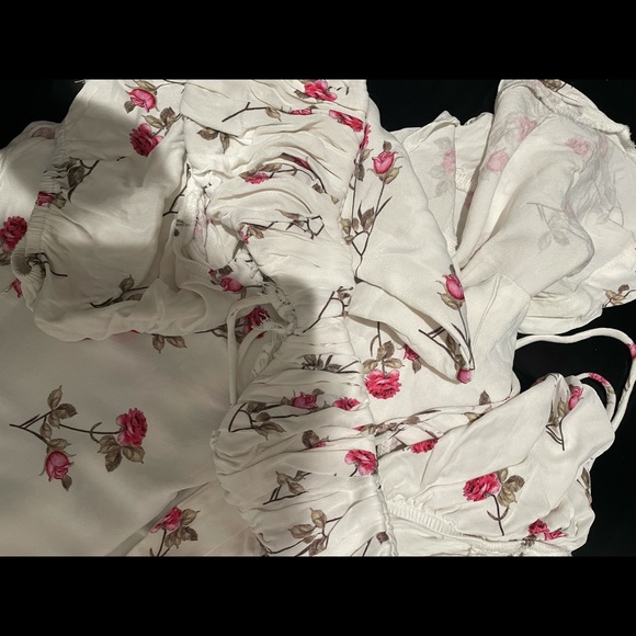 RAT & BOA THE BONITA SET WHITE large crop top skirt roses floral set - Picture 10 of 11